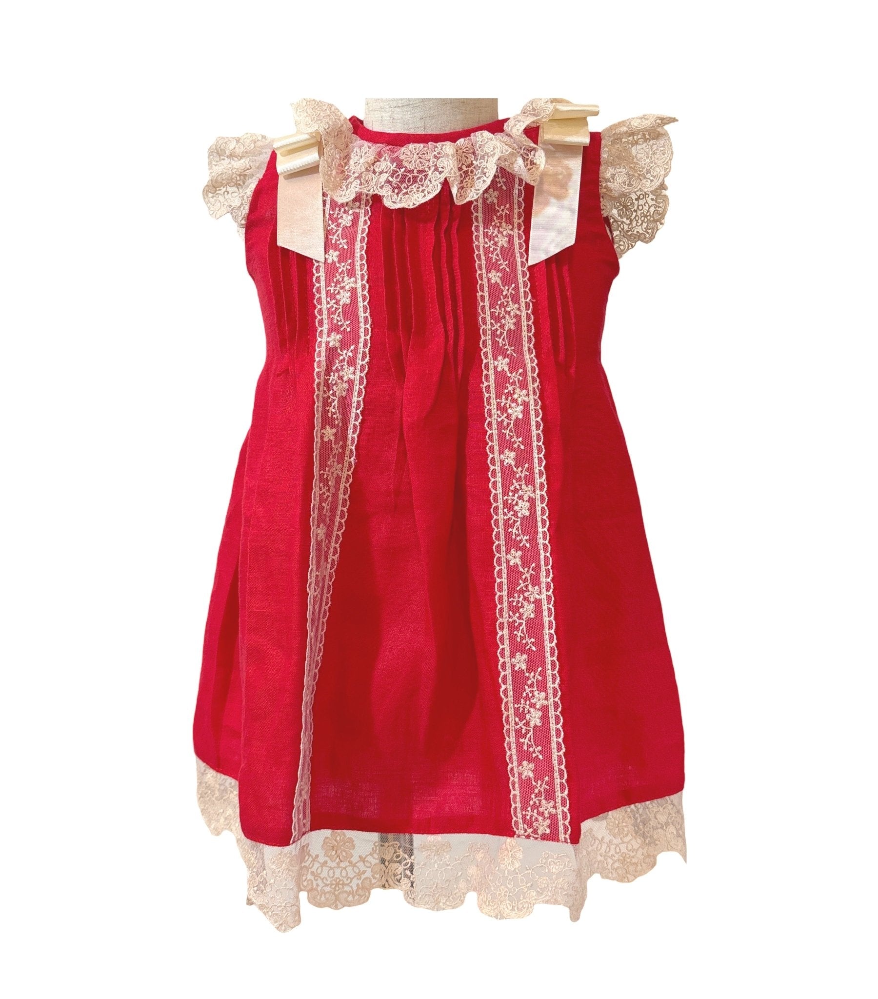 El Faldellin by Surelis Linen & Lace Dress - 12 Months - New El Faldellin by Surelis Linen & Lace Dress - 12 Months - New
