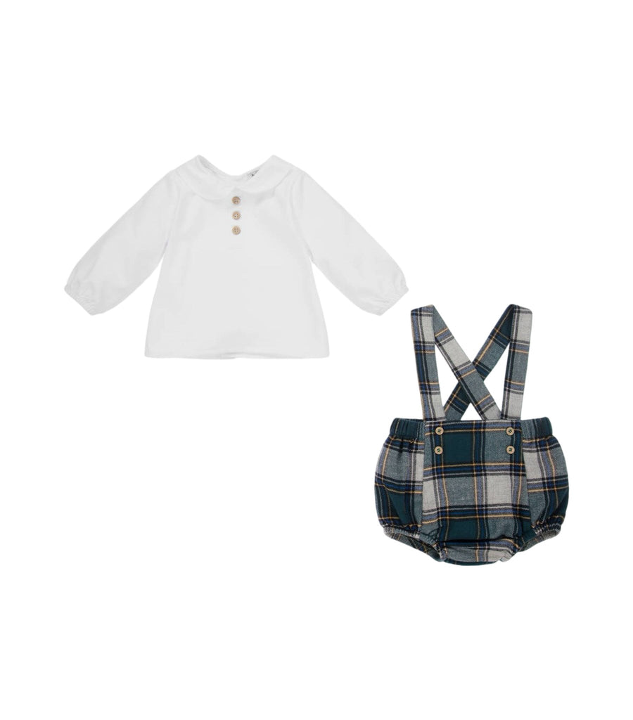 Babidu Green Tartan Shorts Set - 3 and 12 Months - New - Miena
