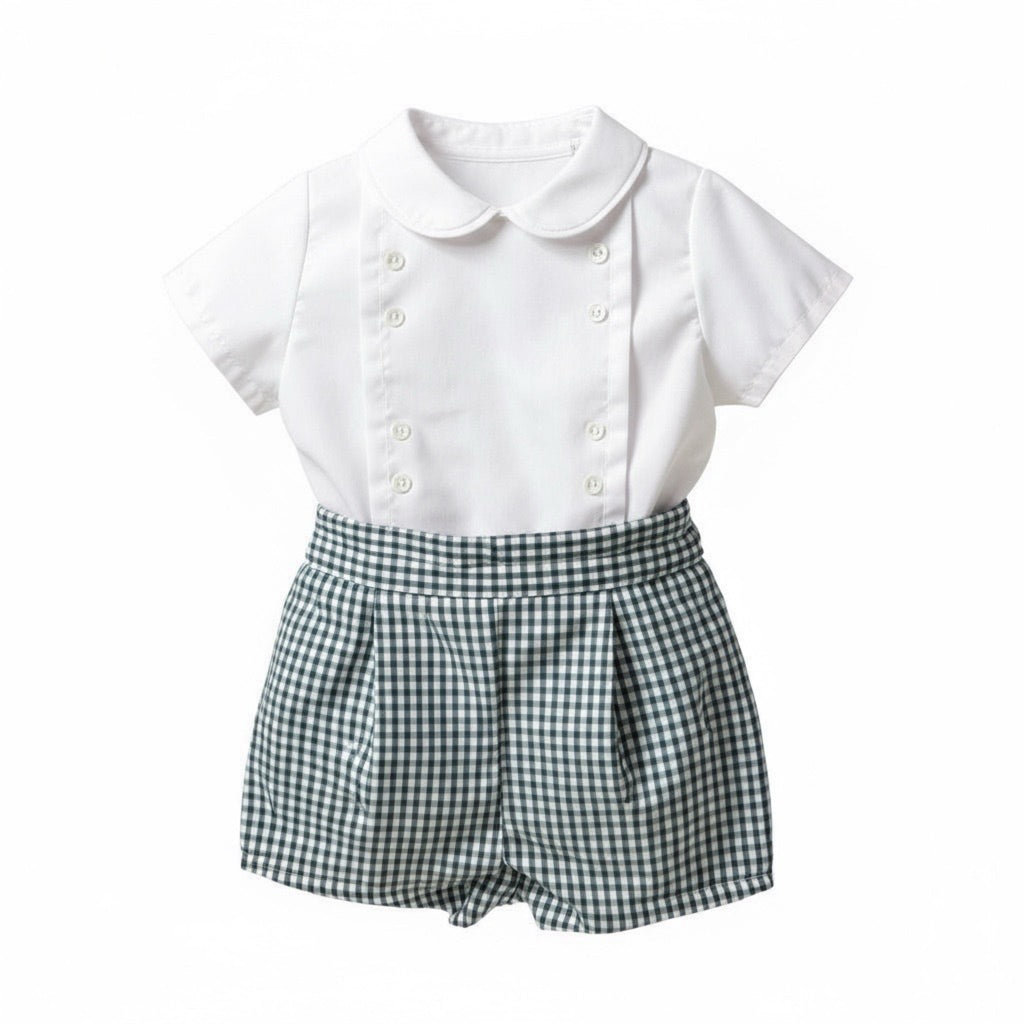 Baby Ferr Green Gingham Set – 3 Months - New - Miena
