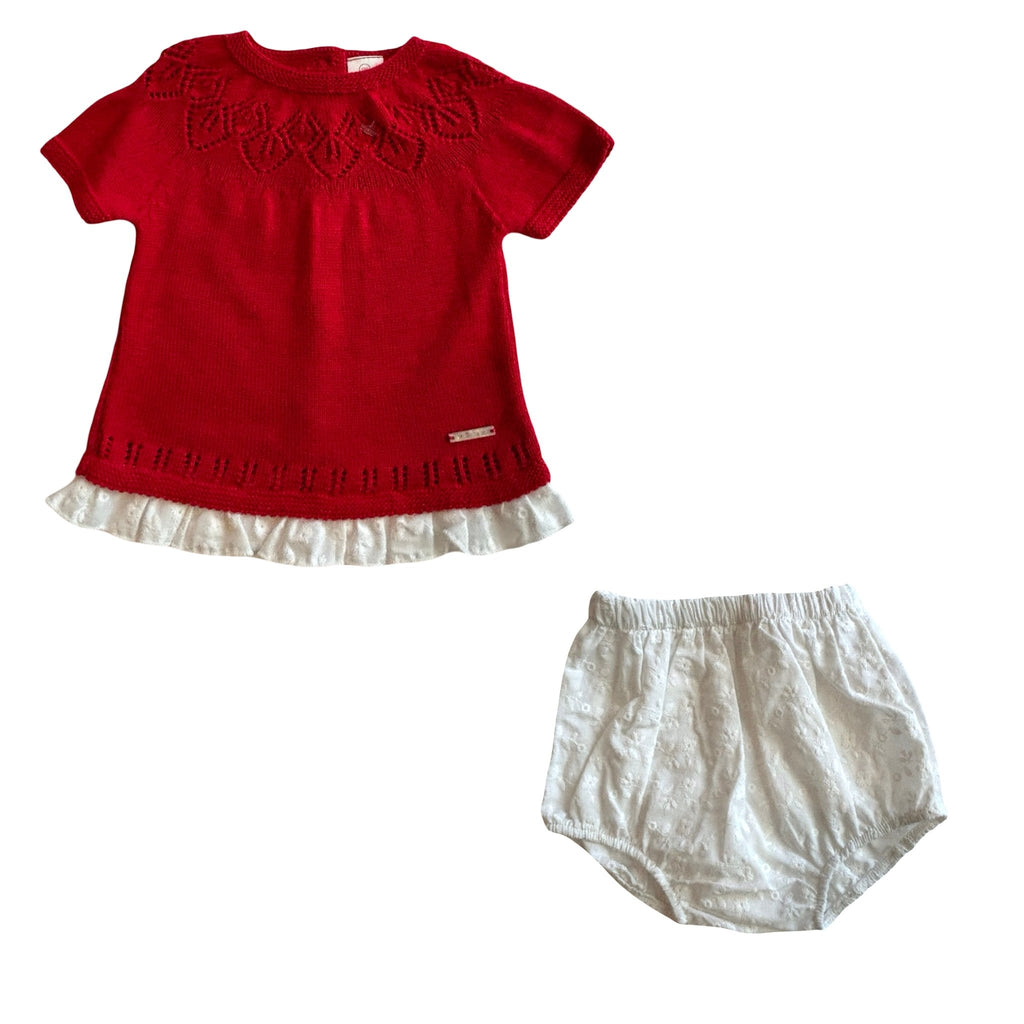 Baby Red Knitted Set – 6 Monts – New - Miena