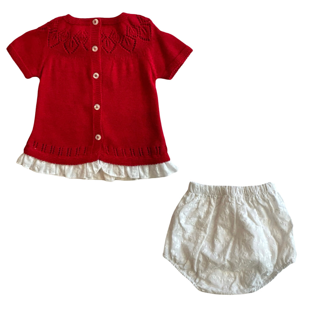 Baby Red Knitted Set – 6 Monts – New - Miena