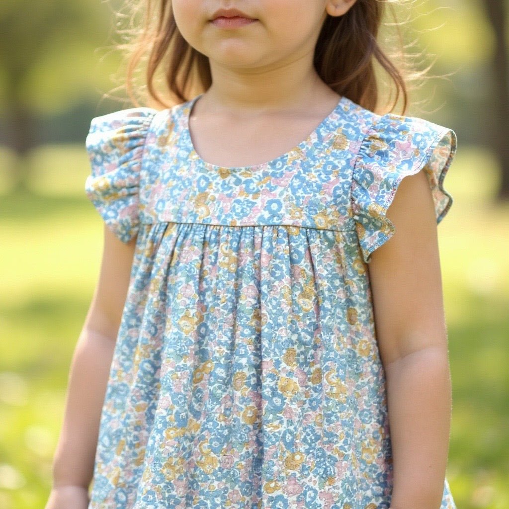 Babycottons Blue Floral Dress – 12 Months - Miena