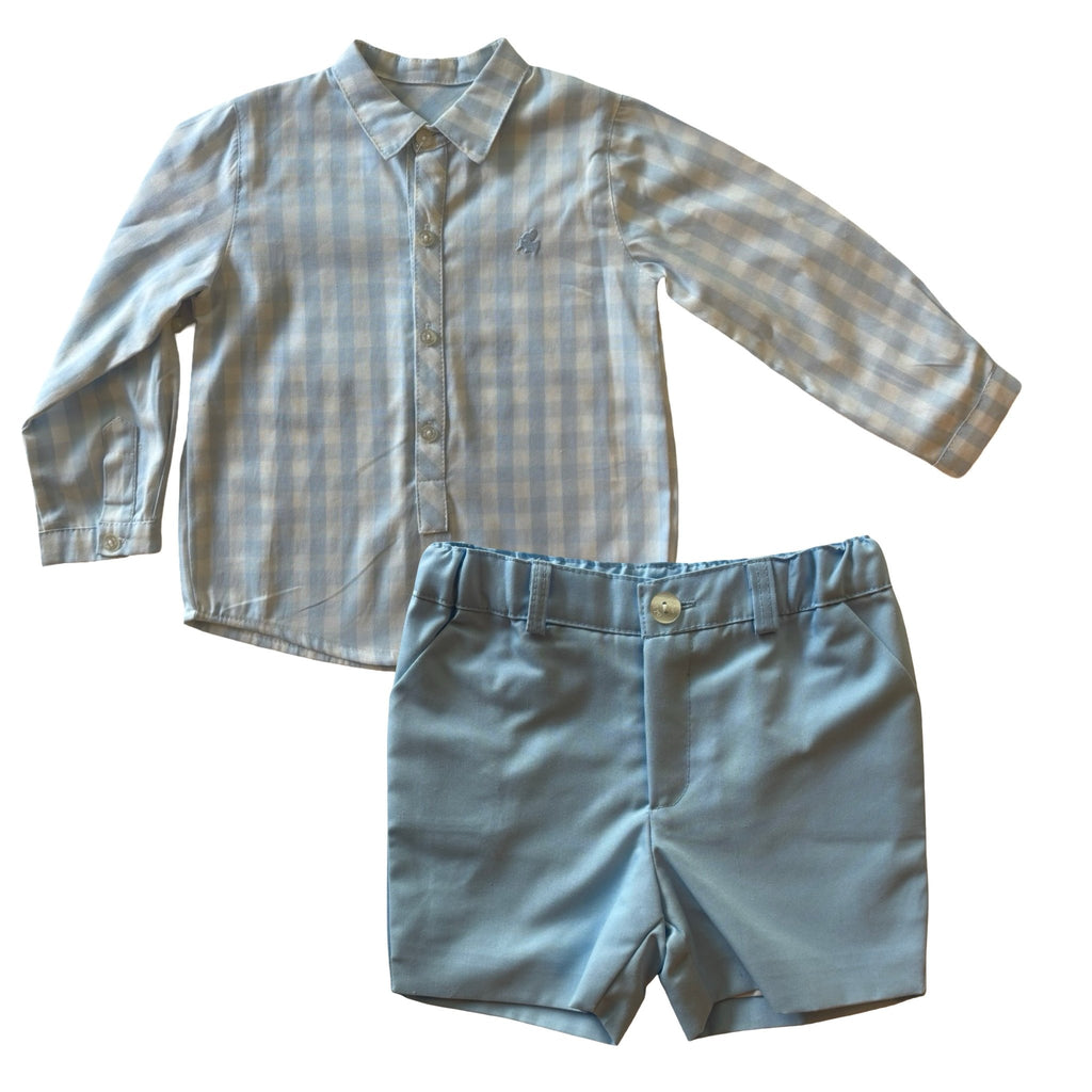 Del Sur Sky Gingham Shirt & Short Set – 2T – New - Miena