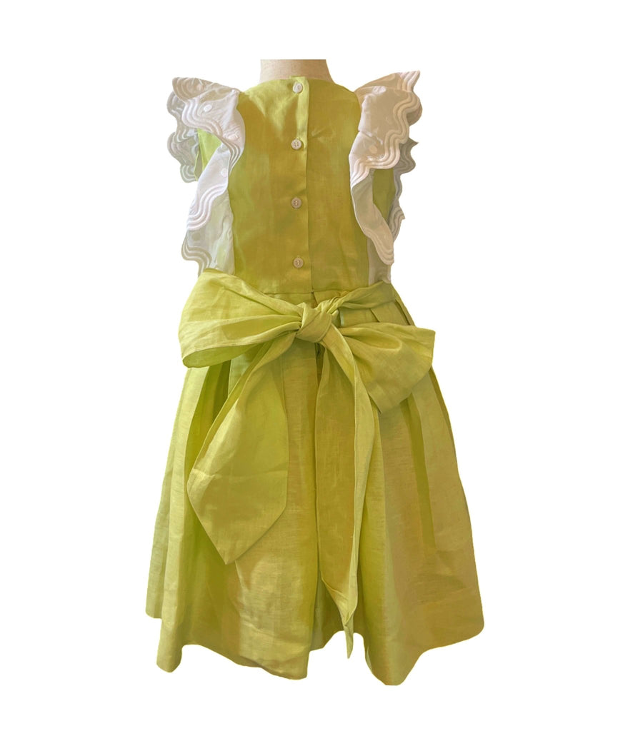 El Faldellin by Surellis Green Linen Dress 6T - New - Miena