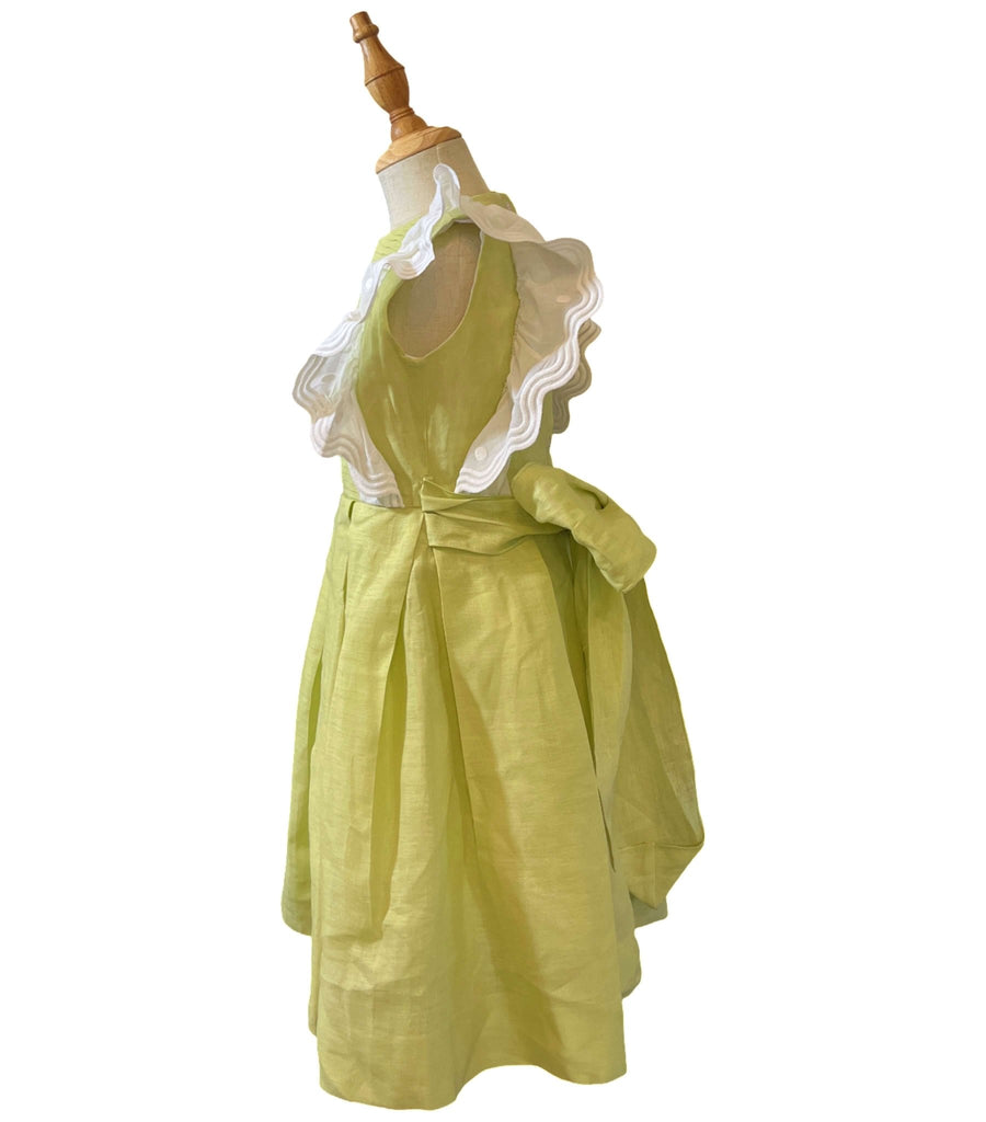 El Faldellin by Surellis Green Linen Dress 6T - New - Miena