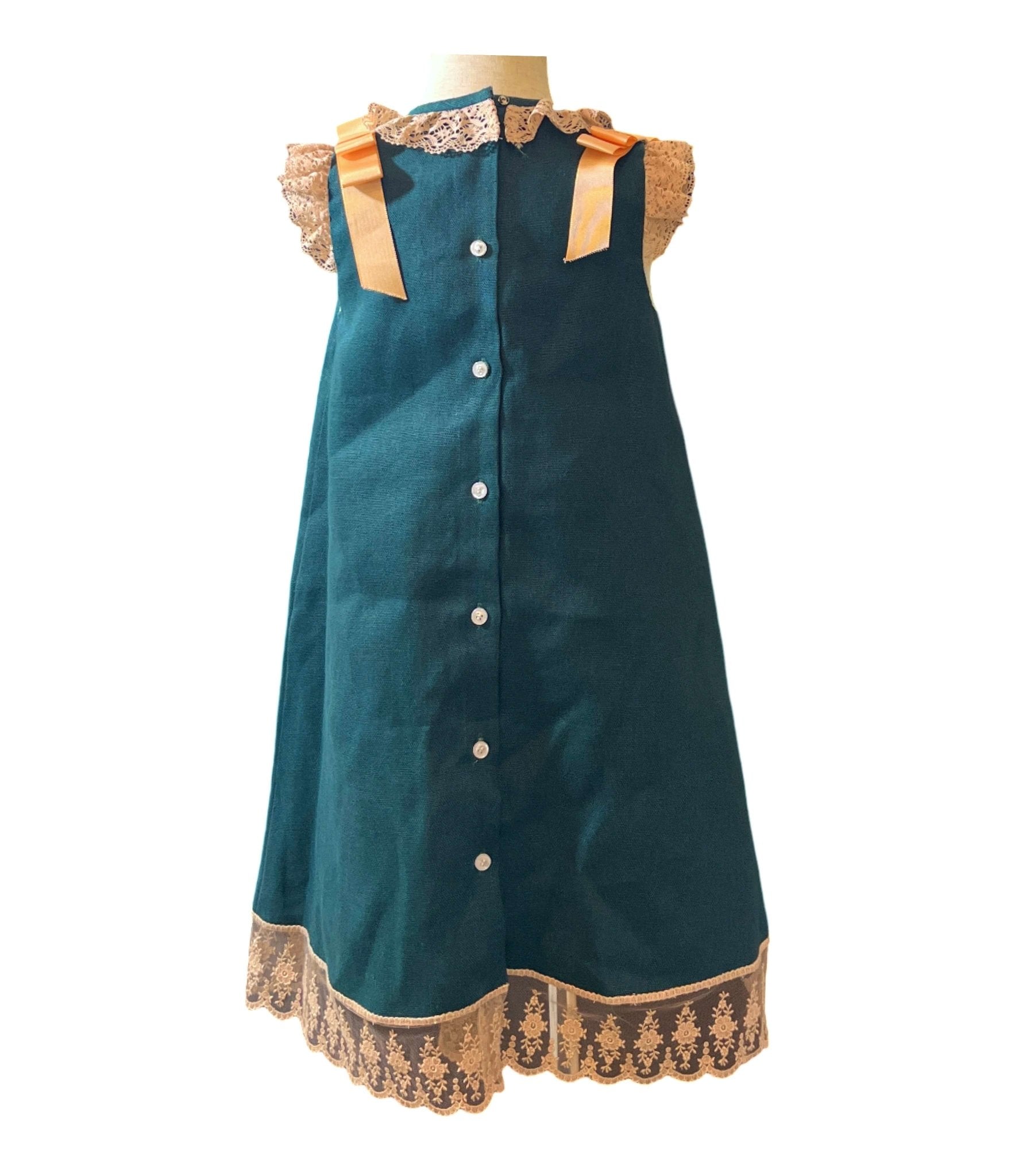 El Faldellin by Surelis Linen & Lace Dress - 4T - New El Faldellin by Surelis Linen & Lace Dress - 4T - New
