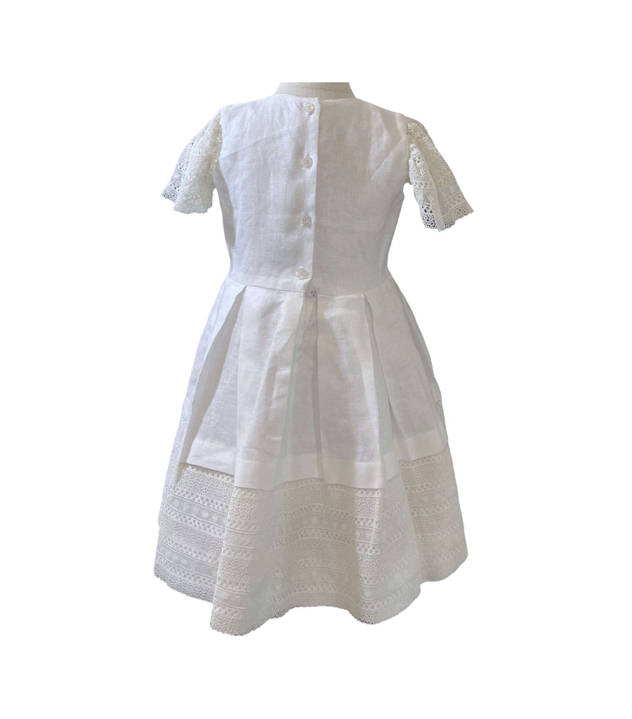 El Faldellin by Surellis White Linen Dress 4T - New - Miena