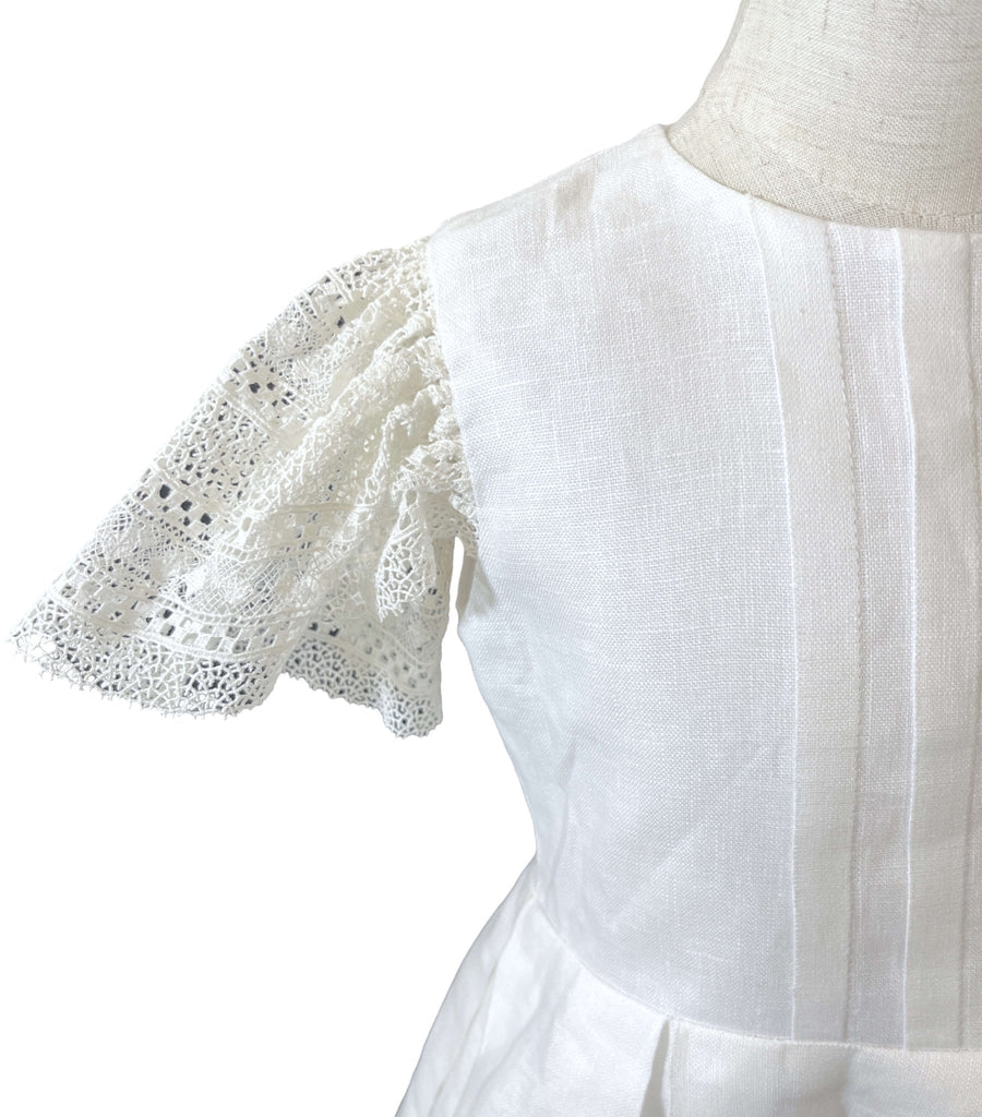 El Faldellin by Surellis White Linen Dress 4T - New - Miena