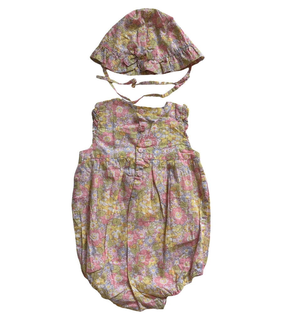 Jacadi Floral Print Romper and Hat - 6 Months - Miena