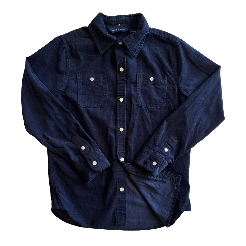 Janie and Jack Navy Blue Corduroy Top – 7T - Miena