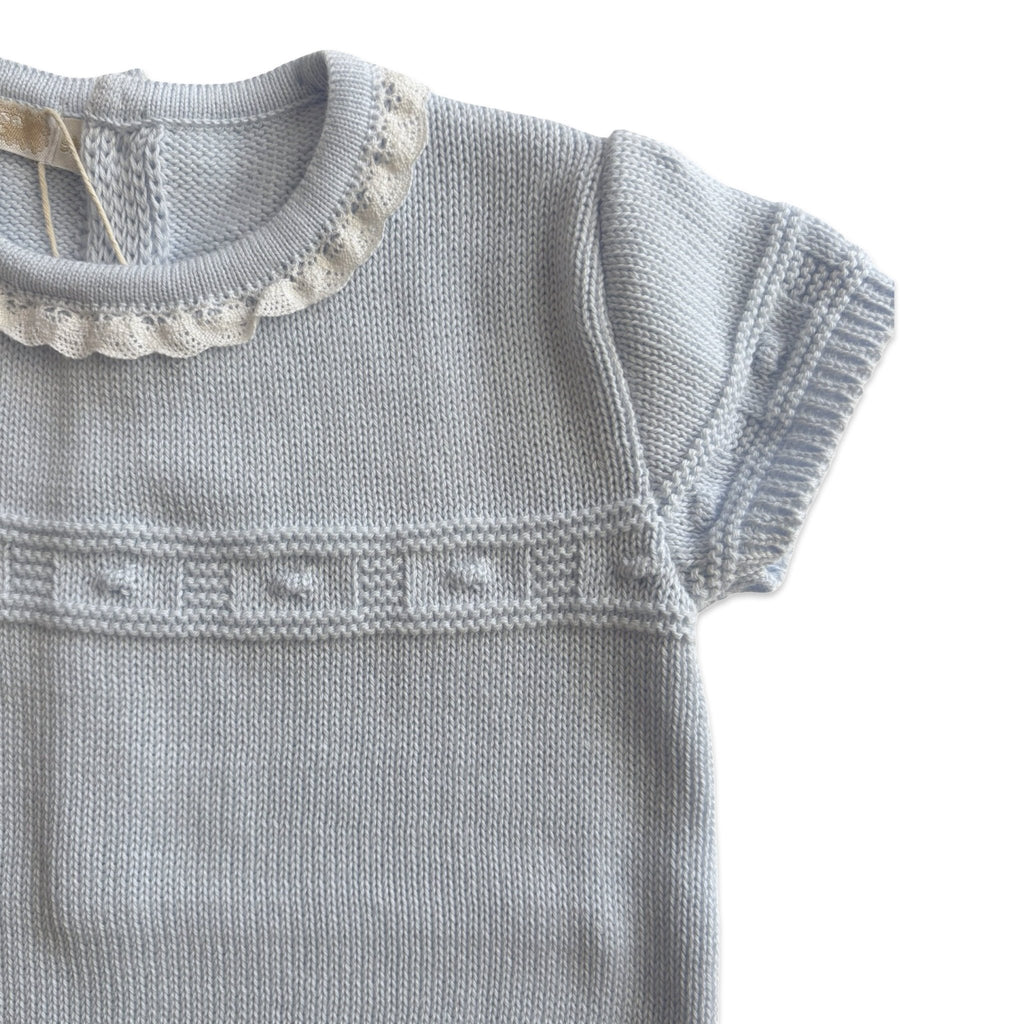 Pecesa Baby Blue Knit Romper - 9 Months - New - Miena