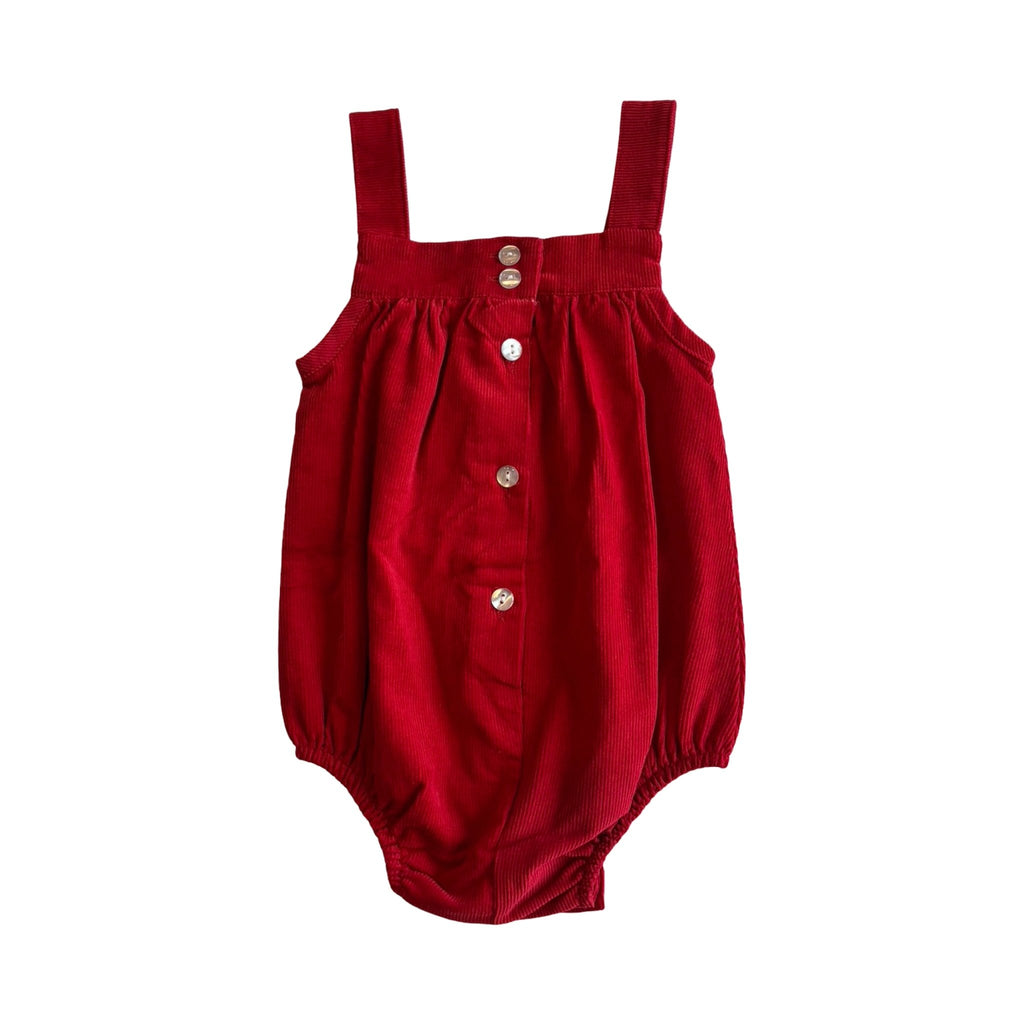 Red Corduroy Romper – 3 to 6 Months – New - Miena