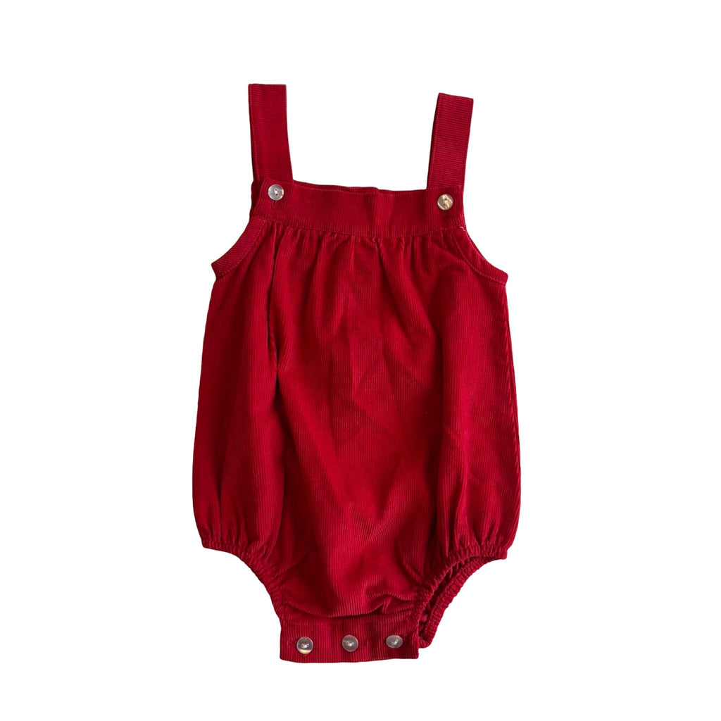 Red Corduroy Romper – 3 to 6 Months – New - Miena