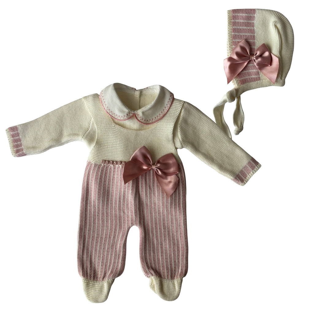 Rose Knitted Set (3Pcs) - 0 to 3 Months - Miena