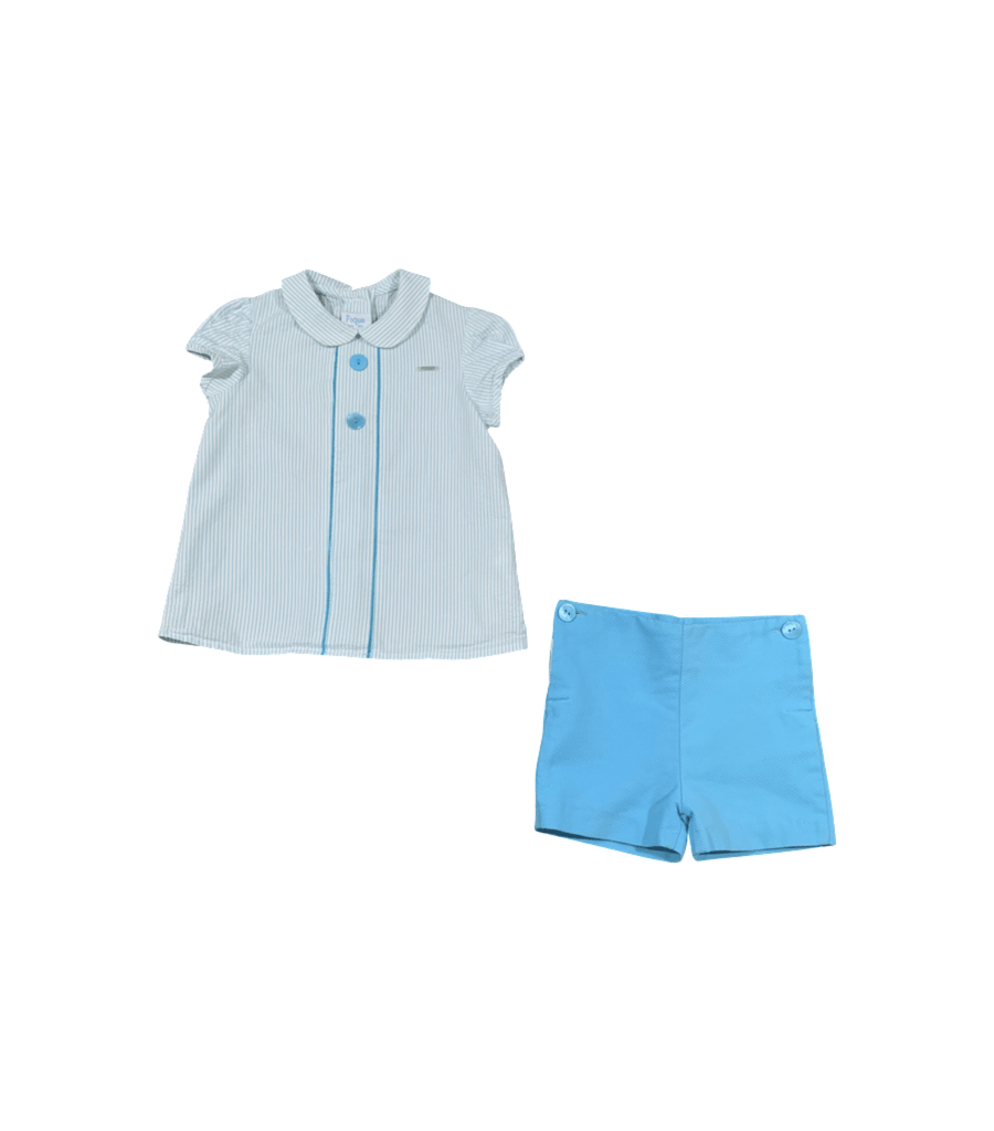 Foque Striped Aqua Shorts Set - 24 Months - Miena