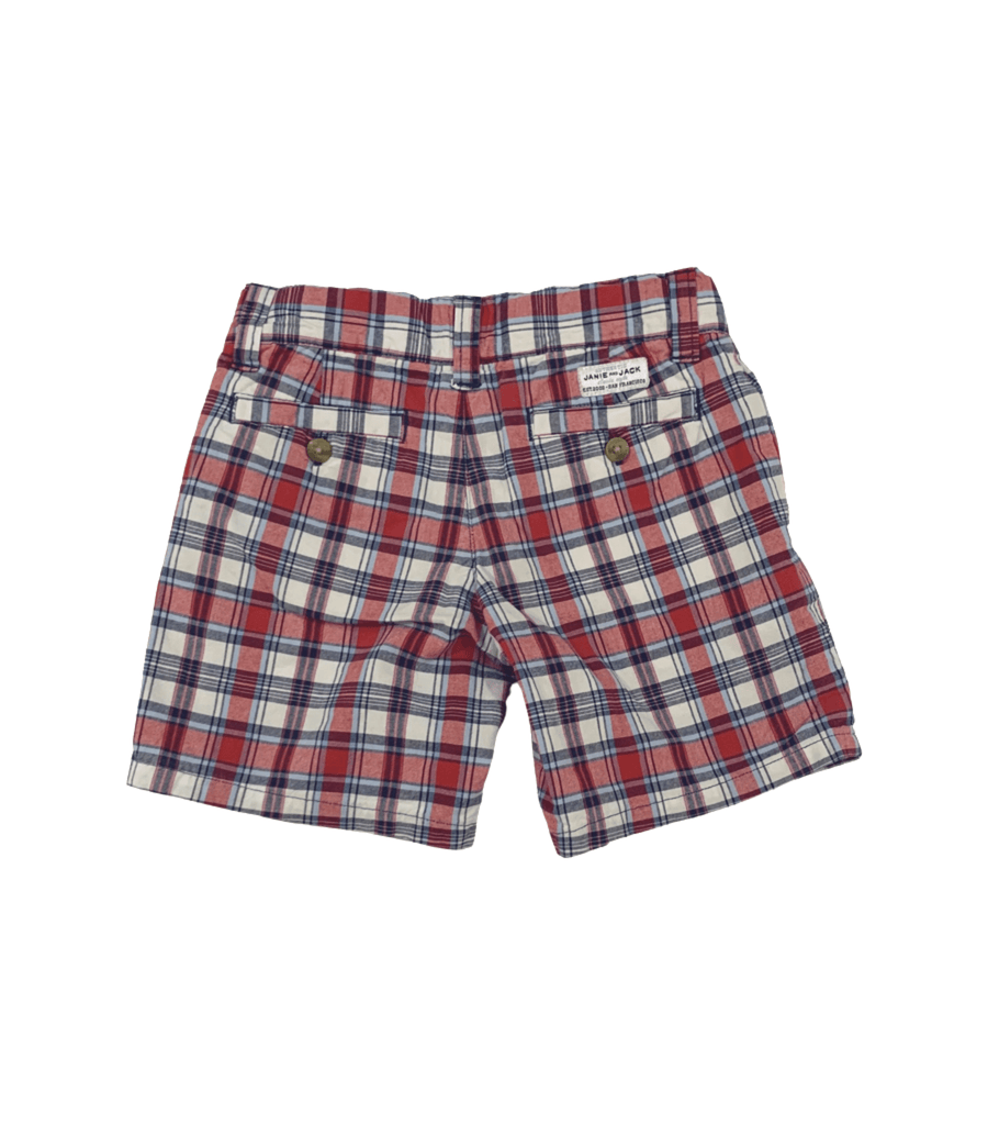 Janie and Jack Blue & Red Plaid Shorts - 2T - Miena